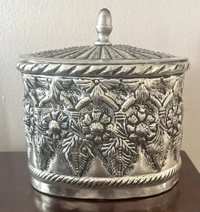 Unusual Silver Plated Biscuit or Trinket Box - Picture 1 of 2