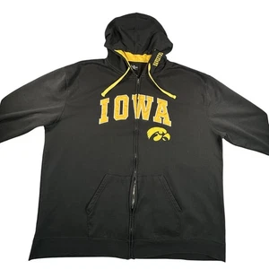 Iowa Hawkeyes Hoodie Mens 5XL Big Tall Black NCAA Football Full Zip Colosseum - Picture 1 of 7