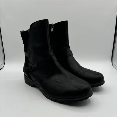 Teva De La Vina 低帮黑色 Delavina 皮靴女式 10 码侧拉链 — 第 1/4 张图片