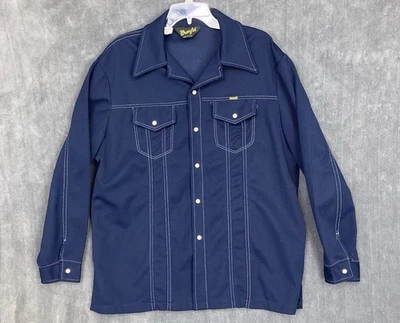 VTG 1970s Wrangler Western Rodeo Leisure Suit Jacket Mens XL Pearl Snap Poly USA - Image 1 of 4