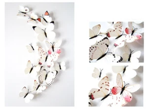 12PCS 3D WHITE Butterfly Wall Stickers Art Decal DIY Decor Removable Stickers - Picture 1 of 6
