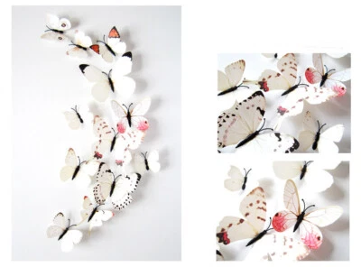12件装3D白色蝴蝶墙贴艺术贴花DIY装饰可拆卸贴纸 — 第 1/4 张图片