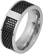 Geoffrey Beene Men's 8mm Stainless Steel Polished Edge Mesh Ring, Size: 9, new