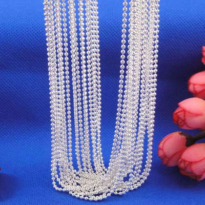 Venta al por mayor 10 piezas de plata de ley 925 plt 1,5 mm bola cuentas cadena collar 16"-30" Foto 1 de 4