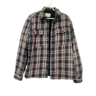 Chaqueta de franela con botones Boston Traders para hombre grande multicolor forrada de lana a cuadros Foto 1 de 4