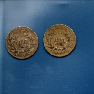 (2) 1927 BRAZIL 1000 REIS - Nice Vintage Coin - Picture 1 of 2