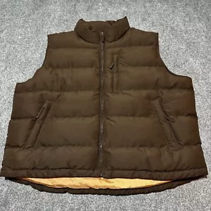 St Johns Bay Vest Mens XXL Brown Nylon Puffer Down Full Zip Pockets Outdoors - Picture 1 of 14