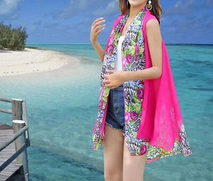 Beach Cover Up Swimwear Kimono Floral Dress | Wear 18 Ways | Purple | One Size - Picture 1 of 12