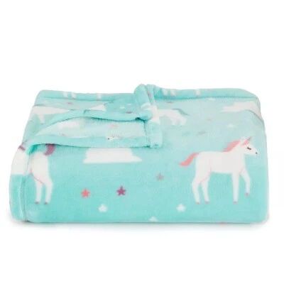 The Big One Unicorn Plush Fleece Throw Blanket 5x6 feet Unicorns Rainbows Stars - Image 1 of 4