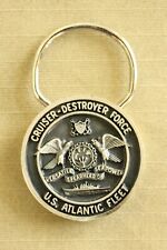 USN US NAVY ALL RANKS RATES NO RUST PROPERTY KEY FOB TAG WITH CHAIN AND RING A03