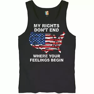 My Rights Don't End Where Your Feelings Begin Tank Top USA Pro Guns Men's Top - Picture 1 of 9
