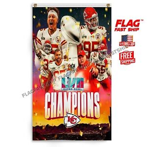 Kansas City Chiefs Super Bowl 2022 LVII Champions 3x5 Banner Poster Wall Decor