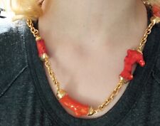 Roberto Cavalli Gold Tone Necklace with Coral-Effect Resin Elements