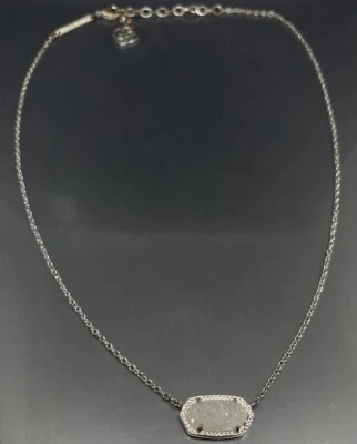Colar corrente pingente quartzo druso banhado a prata Kendra Scott Elisa 15-17” - Imagem 1 de 4
