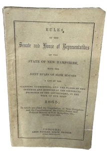 Vintage 1865 Rule's of the Senate & House of Representatives New Hampshire Book - Picture 1 of 7