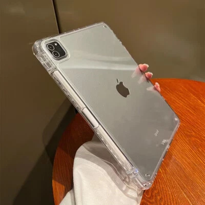 For iPad Pro 13/11 2024 7/8/9/10th Case Clear Hard Back Cover with Pencil Holder - Image 1 of 4