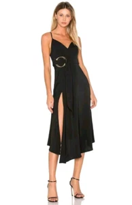 New! Shona Joy Black Designer Cocktail Dress 8 Belted Gold Ring - Picture 1 of 12