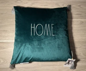 Rae Dunn HOME Green Toss Pillow 20in. x 20in. Silver Tassels NWT - Picture 1 of 5