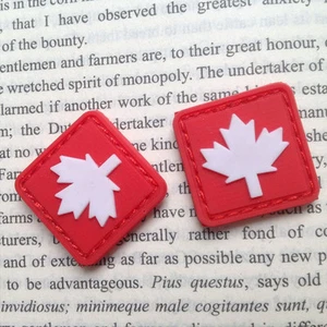 2 Pcs MINI 3D PVC RED AMPLE LEAF CANDAN FLAG TACTICAL RUBBER HOOK PATCH BADGE - Picture 1 of 5