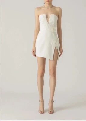 Новый без ЯРЛЫКОВ Sau Lee Fleur белый 3D цветочный без бретелек мини-платье sz 4 - Изображение 1 из 3