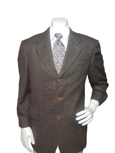 LBM BIANCHI Bozzella & Lesna Italian Blazer Glen Check Wool Silk Men 40R - Picture 1 of 15