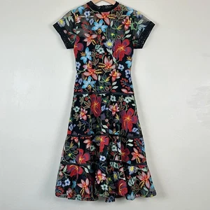 Abito Anthropologie Vone Janine ricamato multicolore floreale 0 boho classico - Foto 1 di 8