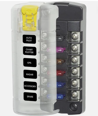 Blue Sea Systems 5035 ST Blade Fuse Block – 6 Circuit Independent w/ Cover - Image 1 of 3