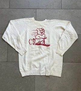 Vintage 70s 80s Pig Scooter Graphic Crewneck Pullover Sweatshirt Gr. M Sweater - Bild 1 von 22