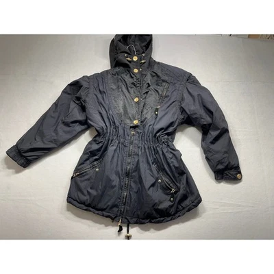 Obermeyer Womens Ski Jacket Black Hooded Embroidered Zip Winter Warm Size 8 - Image 1 of 4