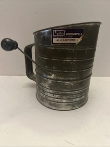 VTG Bromwell's Metal Measuring Flour Sifter 5 Cup - Black Handle/ Original Tag - Picture 1 of 5