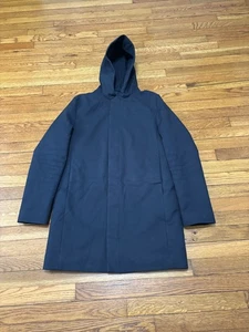Chaqueta parka COS para hombre talla 36R azul marino aislada con capucha cremallera completa abrigo pesado - Imagen 1 de 7