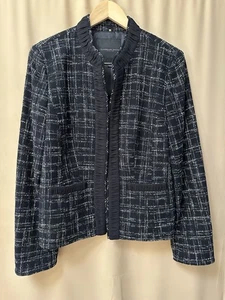 Classiques Entier Nordstrom black/white Boucle tweed wool jacket Womens L - Picture 1 of 10