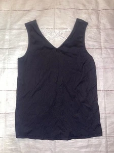 Womens Medium Shein Black Ribbed Tank Lace Crossed Back  - Picture 1 of 3