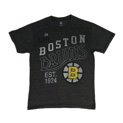 Majestic BOSTON BRUINS (est 1924) Retro Estilo Vintage Camiseta Gris Adulto Talla M Foto 1 de 4