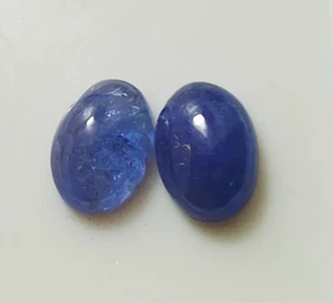 Lote de 2 piezas de piedras preciosas sueltas cabujón ovalado de tanzanita azul natural A88-4 - Imagen 1 de 15