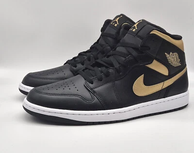 Nike Air Jordan 1 Mid "Black & Metallic Gold" gr.47,5
