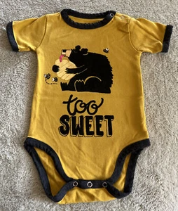 Lazy One Boys Yellow Black Bear Too Sweet Honey Short Sleeve One Piece 18 Months - Picture 1 of 6
