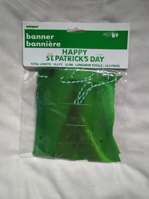 Bunting Happy St Patricks Day Hanging Decoration Irish Party Home Green 3.2m - Image 1 of 4