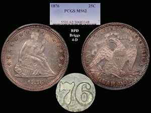 1876/76 RPD Seated Quarter graded PCGS MS62....Monster Toning!!! - Picture 1 of 1