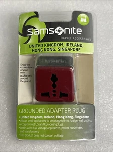Samsonite Grounded Adapter Plug UK/Hong Kong/Singapore Black/Red 49564 - Picture 1 of 2