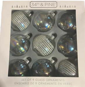 Juego de 9 Plateados e Iridiscentes Brillantes y Mate 34th & Pine - Nuevo en Caja - Imagen 1 de 6