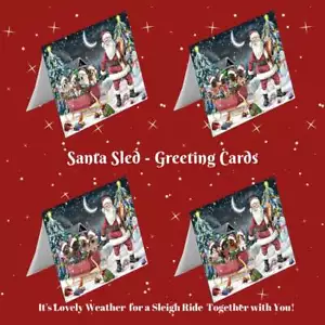 Christmas Santa Sled Gifts Dogs Cats Pet Photo Greeting Invitation Card - Picture 1 of 106