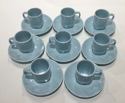 8 juegos de tazas y platillos IKEA 365 azul claro espresso demitasse, 16 piezas EXC Foto 1 de 3