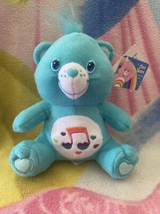 NWT 8" TEAL HEART SONG MUSIC NOTE CARE BEAR BABY BOY GIRL 1980s PLUSH RETRO TOY - Foto 1 di 8