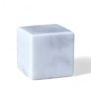 Cubo Decorativo Scultura da Tavolo in Marmo Bianco Carrara Italian Marble H 8cm - Picture 1 of 3
