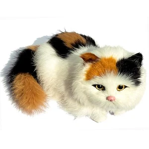 Realistic Furry Sleeping Cat Figurine Simulation Kitty Lifelike Kitten Home O - Picture 1 of 9