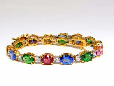 Теннисный браслет с бриллиантами танзанит шпинель Tsavortie 15,68 карата 14 карат ** - Изображение 1 из 4