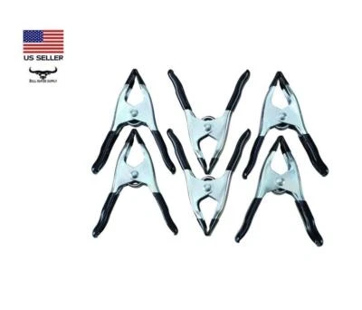 6-piece 1" Metal Spring Clamp Set w, Non-Marring Rubber Tips & Soft Grip Handles - Image 1 of 4