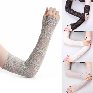 Mujeres Encaje Largo Protección UV Mangas para brazos Guantes Sin dedos Verano Exterior - Imagen 1 de 15