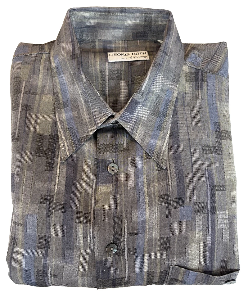 Georg Roth of Germany Button Front Shirt Mens XL Gray Abstract - Image 1 of 4